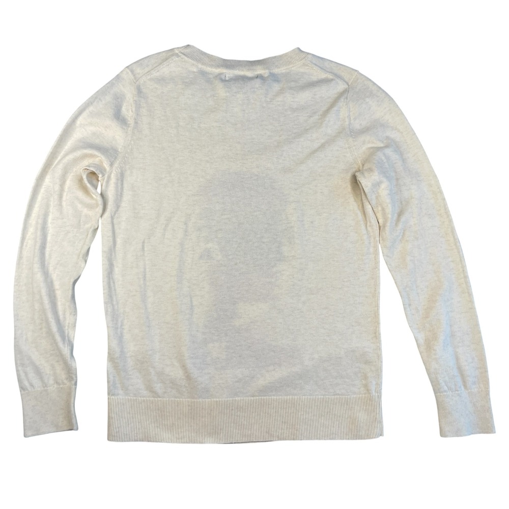 Banana Republic Intarsia Ski Dog Cotton Crewneck Sweater Womens Small Cream - Picture 4 of 12